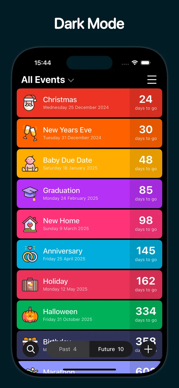 Event Countdown in dark mode